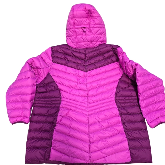 Lands End Womens Plus Size 2X Hooded Down Filled Puffer Coat Jacket Pink Light - Picture 2 of 7